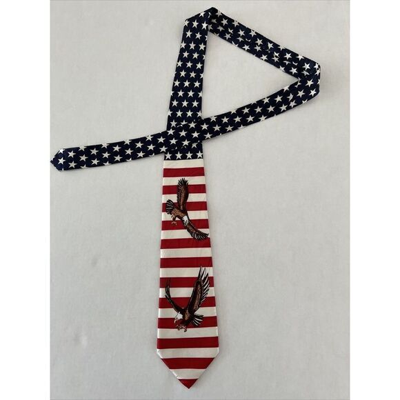 Fratello American Flag Bald Eagle Men’s Tie Necktie Patriotic 58.25”x3.5” - Picture 1 of 6